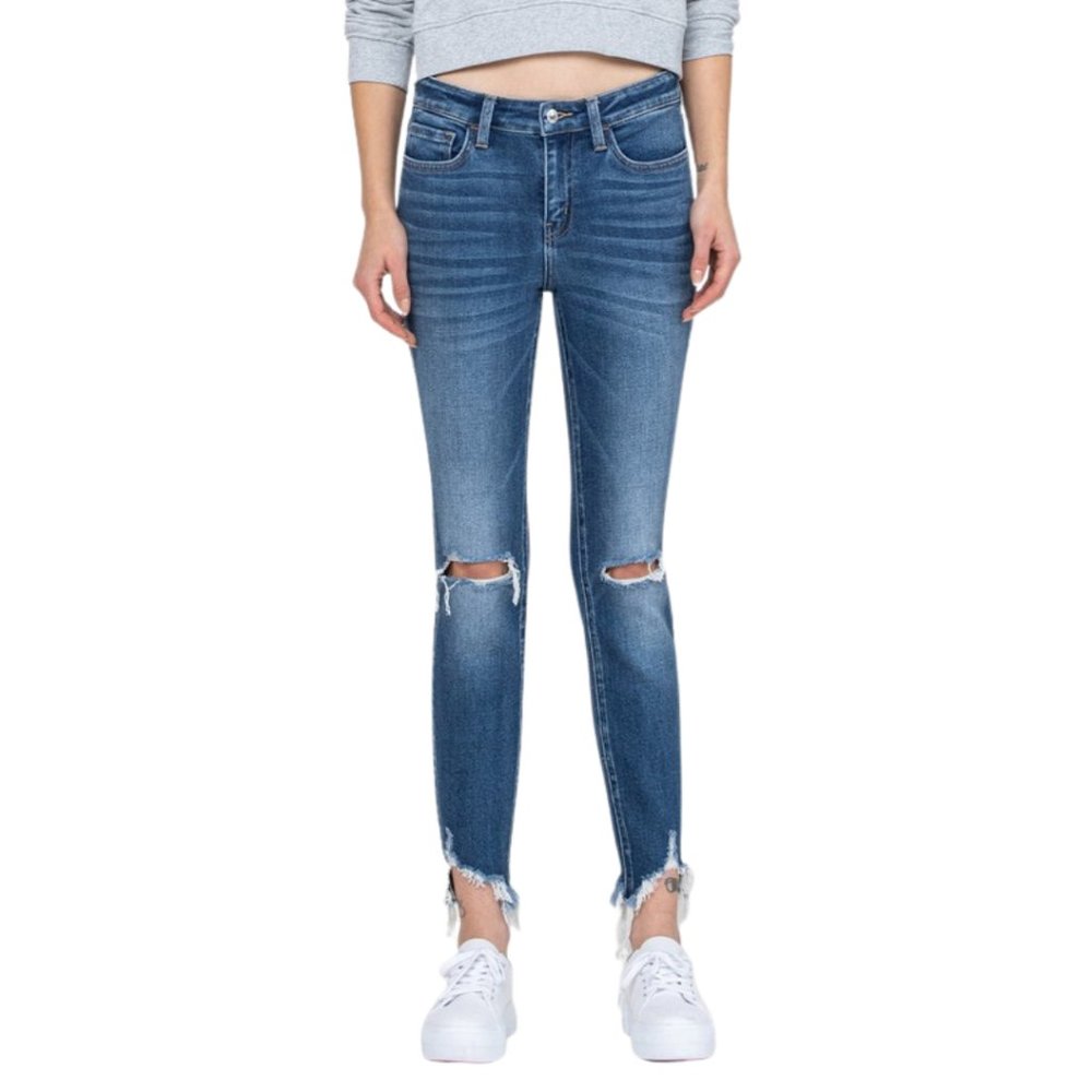 Mid Rise With Frayed Hem Jeans
